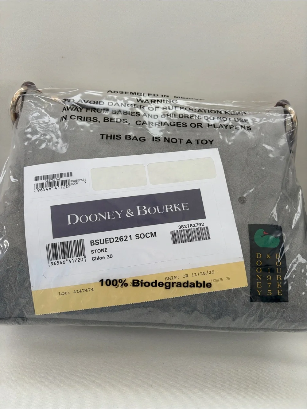 NWT - Dooney & Bourke Suede Large 12 x 9 x 4.5” Chloe